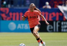 Bay FC midfielder Taylor Huff finds exploration of Christian faith helps her to put everything in perspective Bay FC soccer player with ball